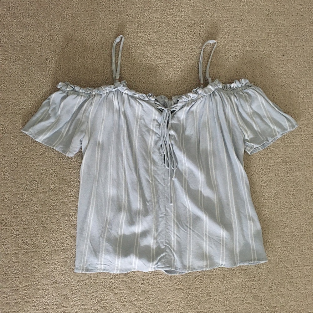 Kendall and Kylie striped cold shoulder top